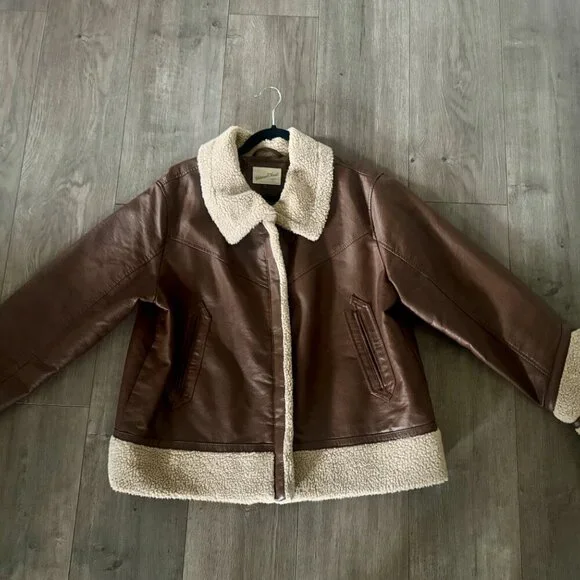 🧥 Universal Thread Faux Leather Sherpa Aviator Jacket | XXL - Picture 6 of 8